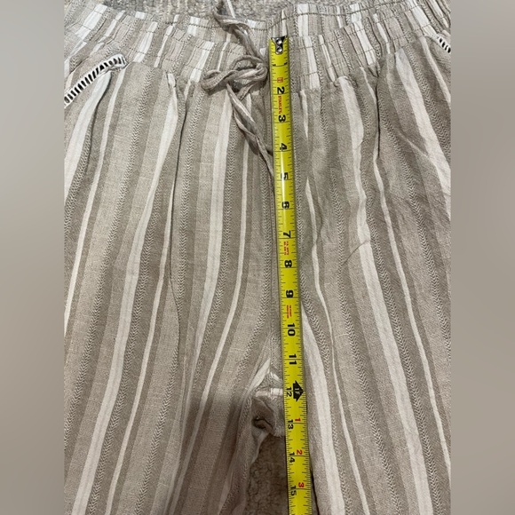 Briggs Linen Blend Wide Leg Pull On Pants Drawstring Size XL Striped Boho Chic - Picture 5 of 12